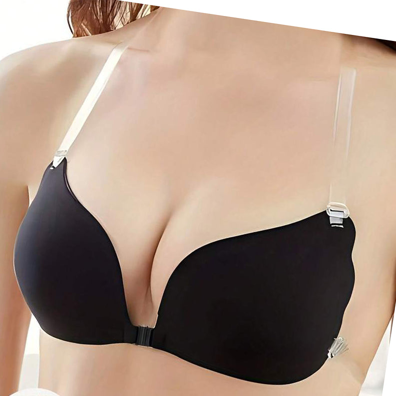 Fabric-Covered — Wing-Style Straps — Push-Up Adhesive Bra