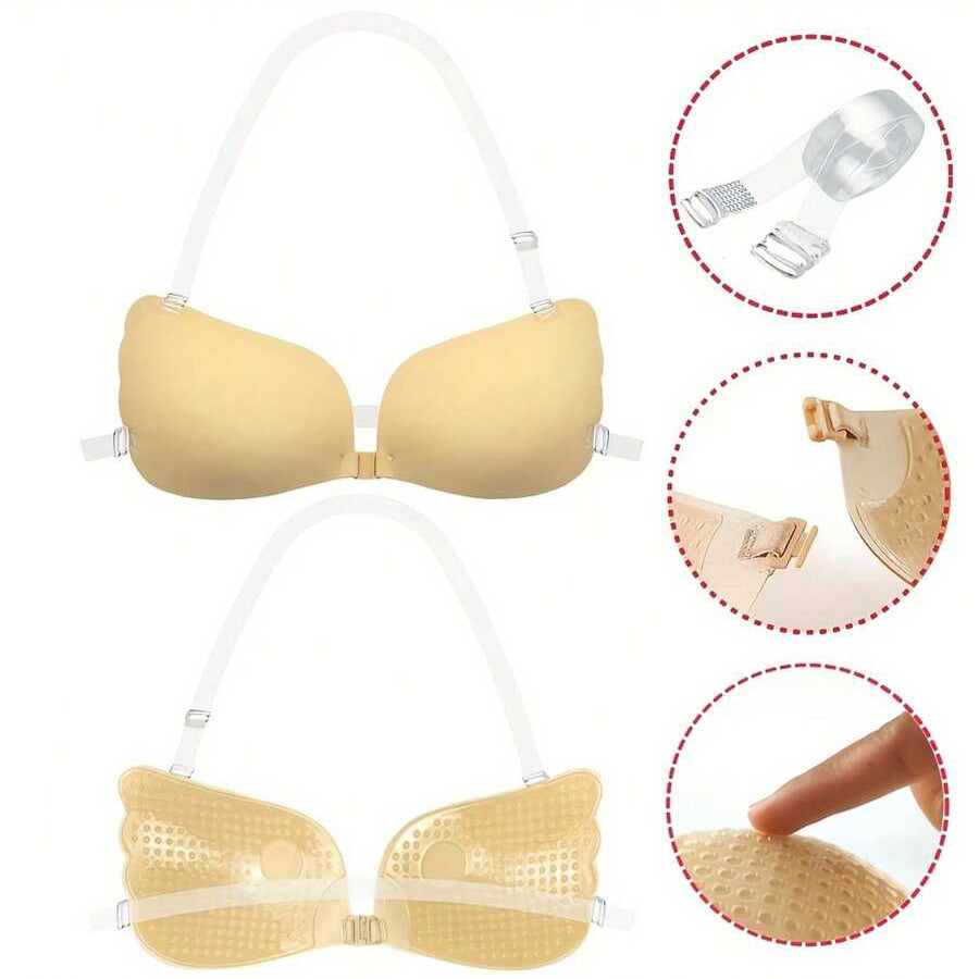 Fabric-Covered — Wing-Style Straps — Push-Up Adhesive Bra