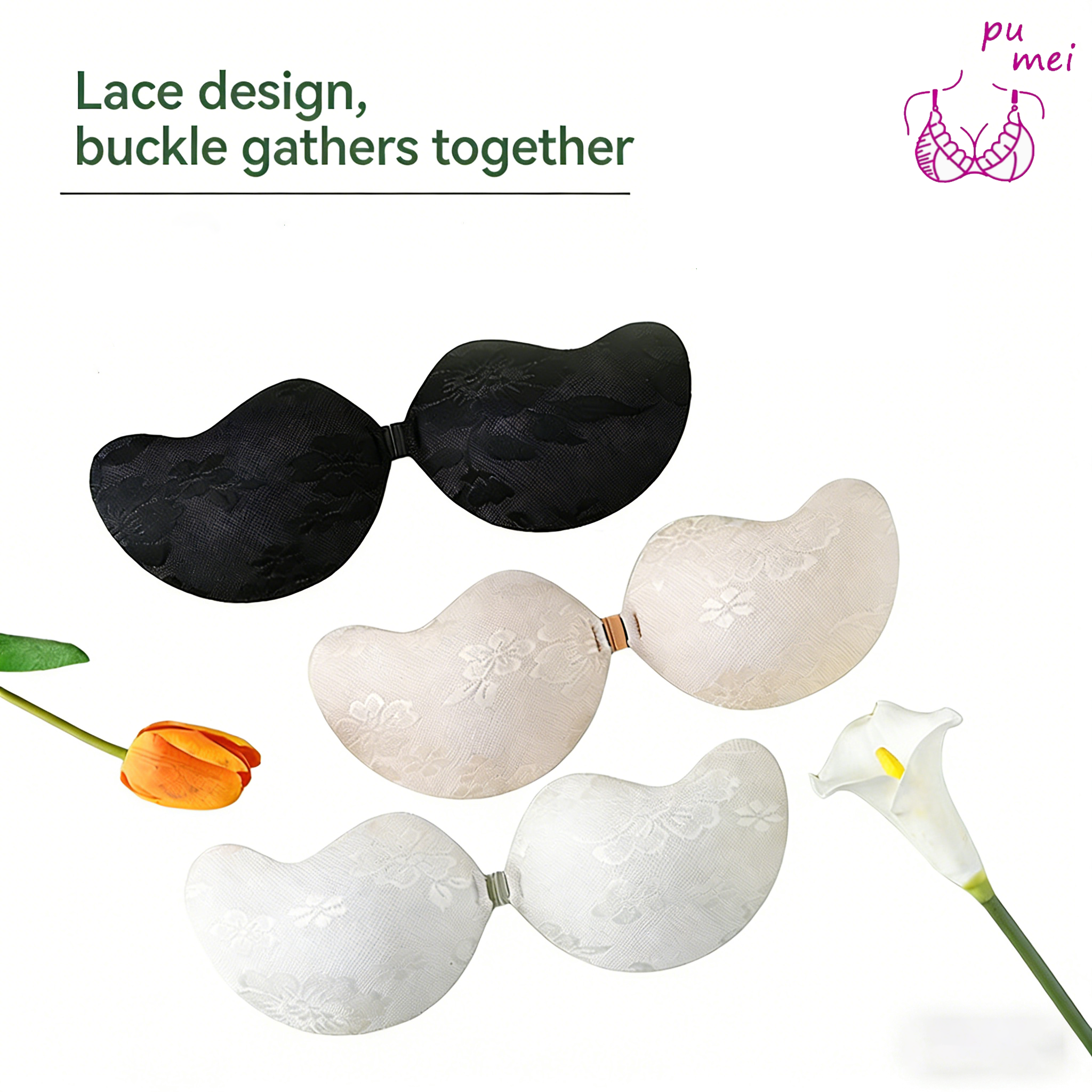 Mango-Shaped Lace Push-Up Strapless Bra
