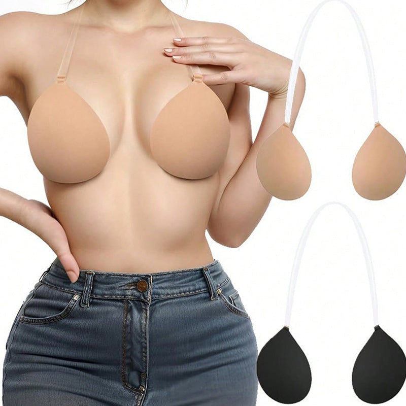 Premium Invisible Strapless Push-Up Bra - Backless Self-Adhesive Silicone Bra with Front Clasp