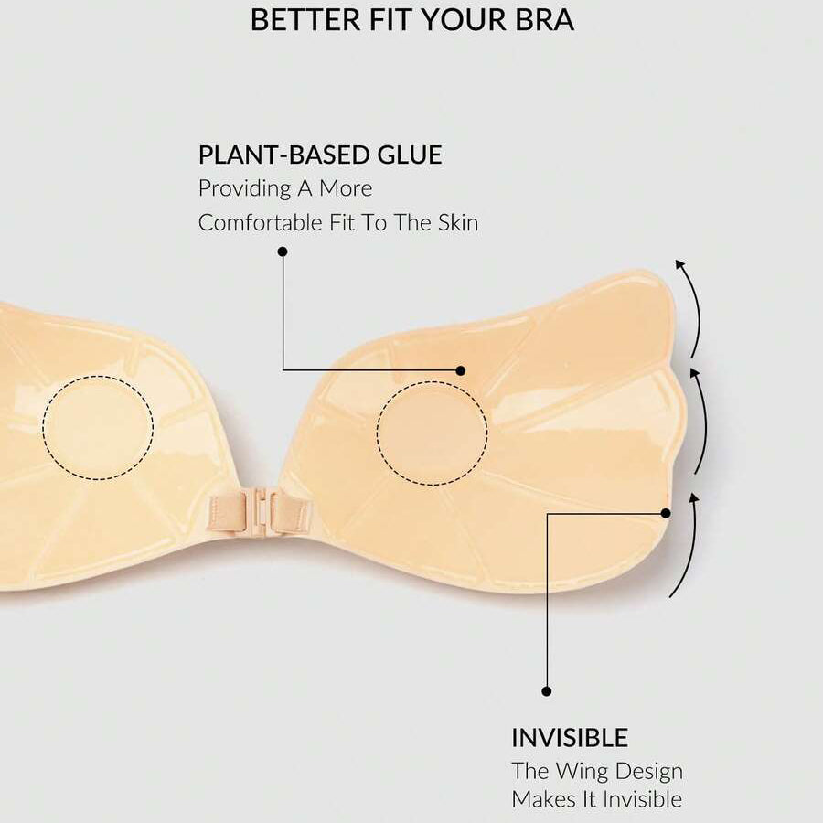 Fabric-Covered — Wing-Style Straps — Push-Up Adhesive Bra